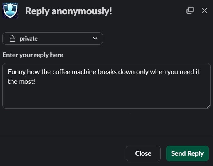 Reply anonymously in Slack threads