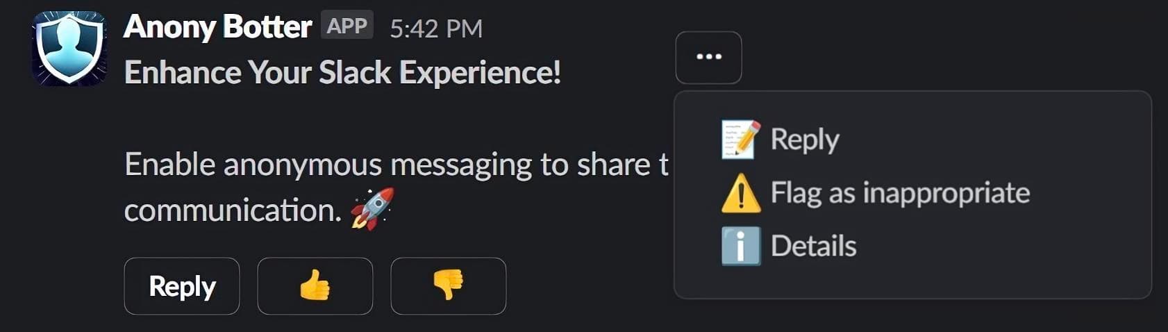 Report and flag anonymous Slack messages